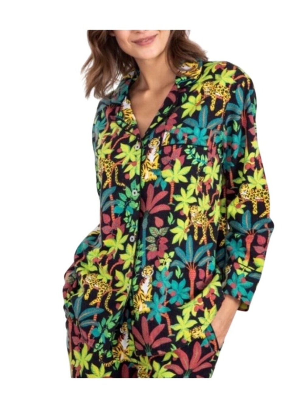 Printfresh Big Cat Energy Organic Cotton Pajama Set S Black Jungle Print